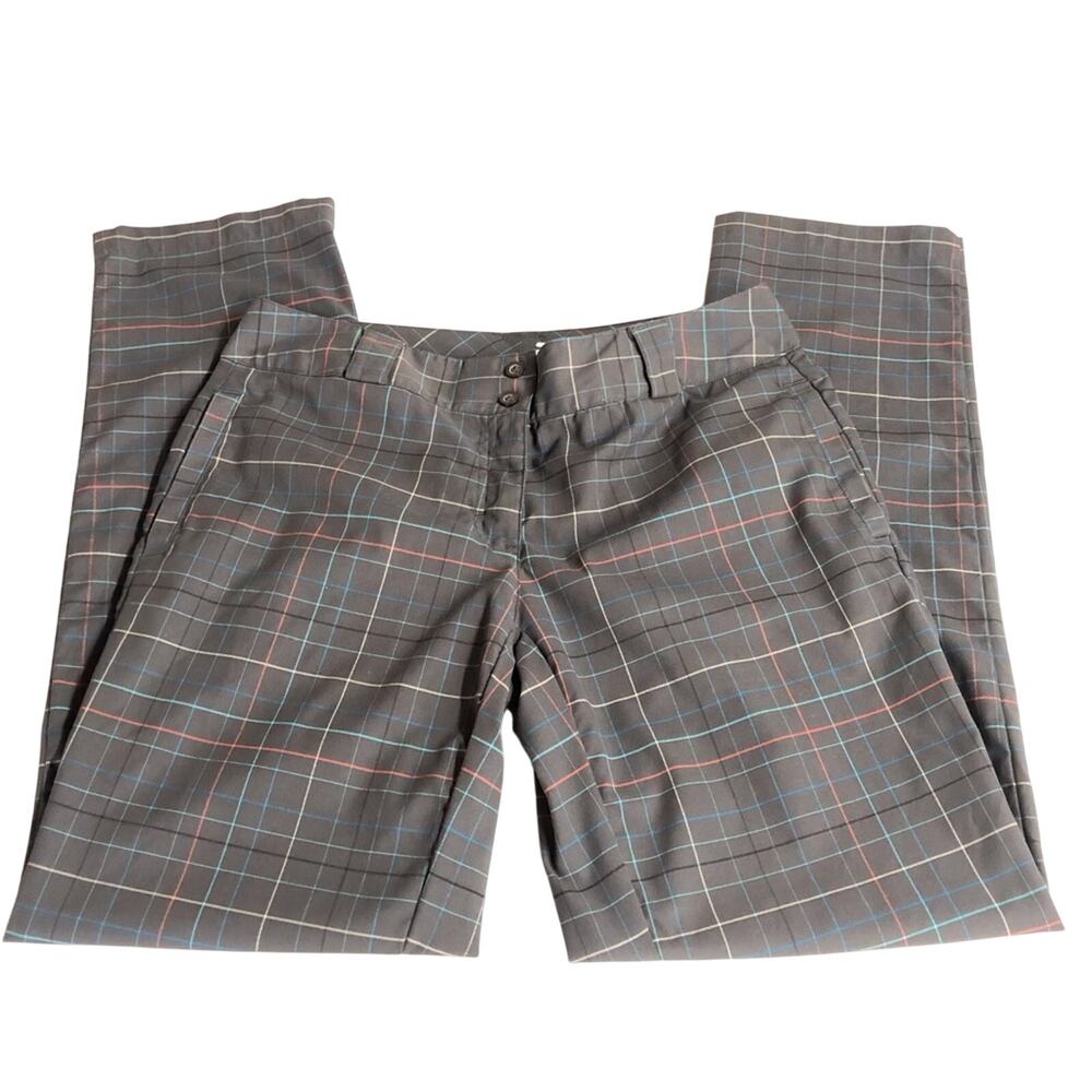 Slazenger Graphite Black Coral Turquoise Tan Plaid Activewear Pants with Pockets - Picture 13 of 16